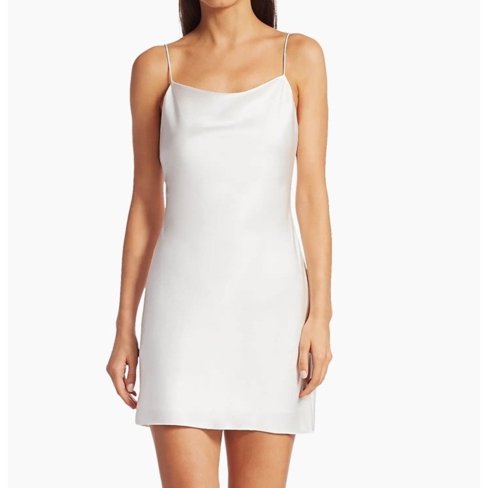 Alice + Olivia Harmony Slip Mini Dress Women Sz 0 White Satin Y2K Luxe NWT $295